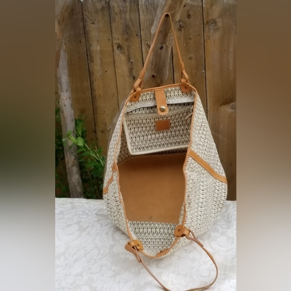 Vintage Rare Ursula Beaugeste Paris Woven  Tote Bag with Leather trim - Picture 11 of 13